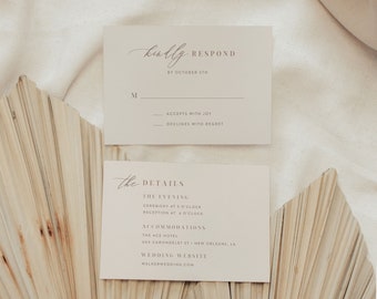 2 | INSERT CARD | Minimal Wedding Invitation Suite, RSVP Card, Details Card | Printed Cards