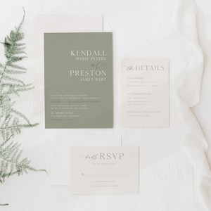 KENDALL Invite Suite | Wedding Invitation Suite, Printed Wedding Invitation - Modern Simple Elegant Boho Wedding Invite