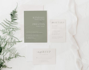 KENDALL Invite Suite | Wedding Invitation Suite, Printed Wedding Invitation - Modern Simple Elegant Boho Wedding Invite