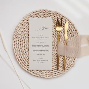 PRINTED MENU CARD | Modern Wedding Menu Cards | Printed Cards 4"x9"