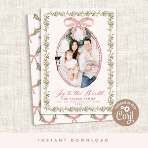 Joy to the World Christmas Card | Digital Photo Holiday Card | Printable Template, Christmas Card | Instant Download, Printable, Corjl