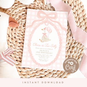 DIGITAL DOWNLOAD | Two Silly Goose 2nd Birthday Invitation, Two Silly Goose Birthday Invitation | Printable DIY, Corjl, Instant Download