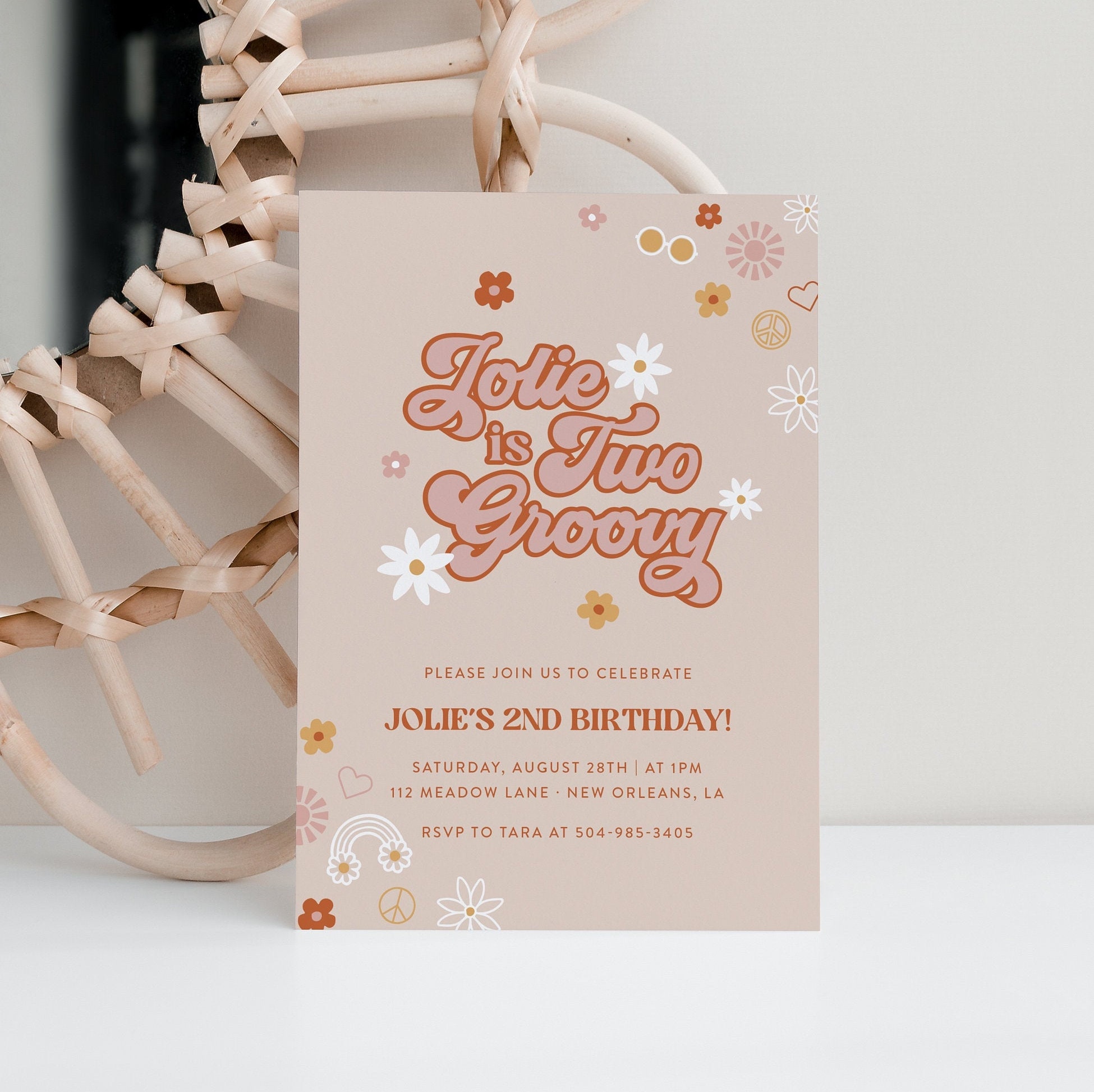 two-groovy-birthday-invitation-retro-birthday-invitation-etsy