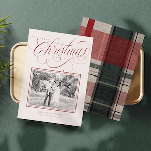 Classic Script Holiday Card | Holiday Card with Photo | Printable DIY or Printed Cards