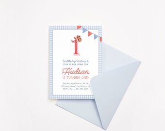Western 1st Birthday Invitation, Baby Boy 1st Birthday Invitation | Printable DIY or Printed Cards
