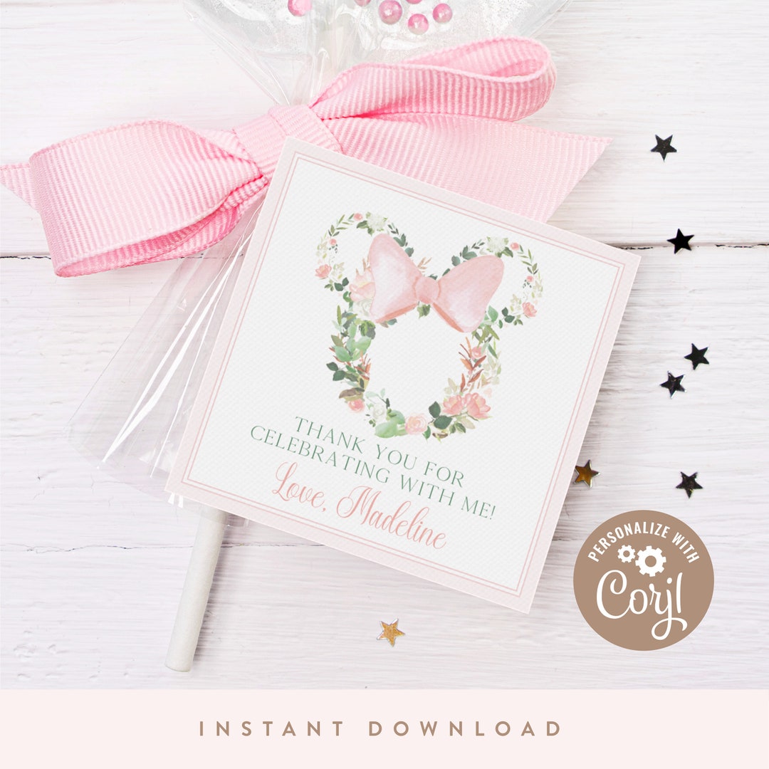DIGITAL DOWNLOAD | Minnie Mouse Birthday Favor Tag, 2.75" Square Tags ...