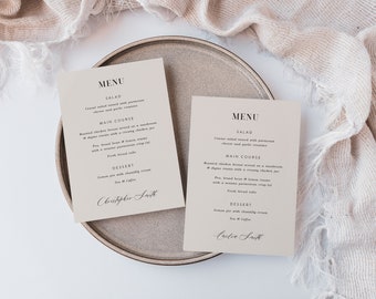 PRINTED MENU CARDS | Personalized Printed Menu Cards 5x7, Printed Guest Names - Variable Printing, 10 Card Minimum