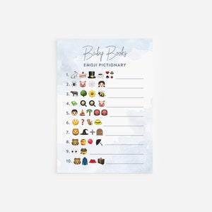 PRINTED Emoji Baby Books Game, Baby Shower Game Printed Cards 5x7 image 2