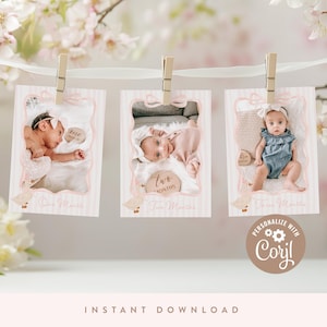 One Silly Goose Milestone Banner 5x7 Cards | Digital, First Birthday Milestone Photo Cards | Printable DIY, Corjl | DIGITAL DOWNLOAD