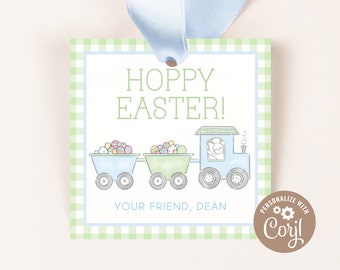 Easter Treat Tags | Bunny Train, Easter Favor Tags | Treat Tags/Favor Tags | Instant Download, Printable DIY, Corjl