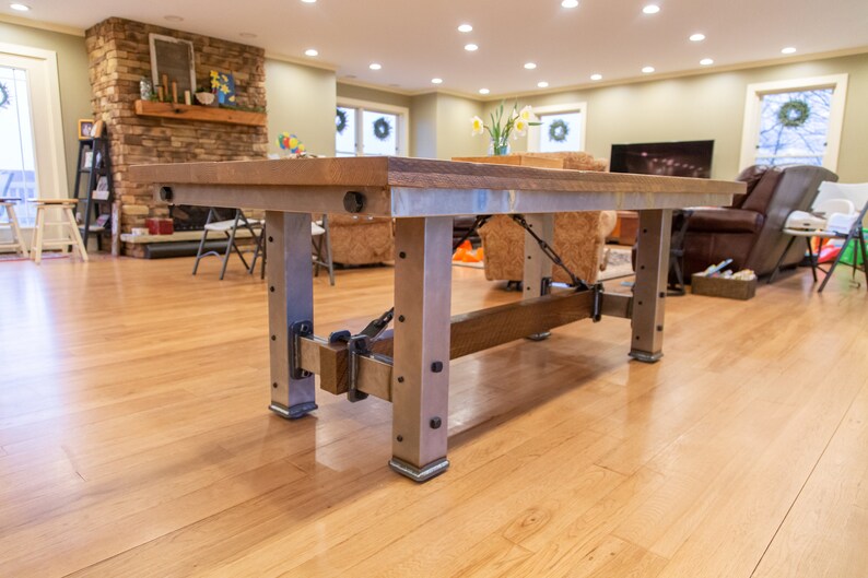 Industrial Steel Frame Table / Solid Wood Top Etsy
