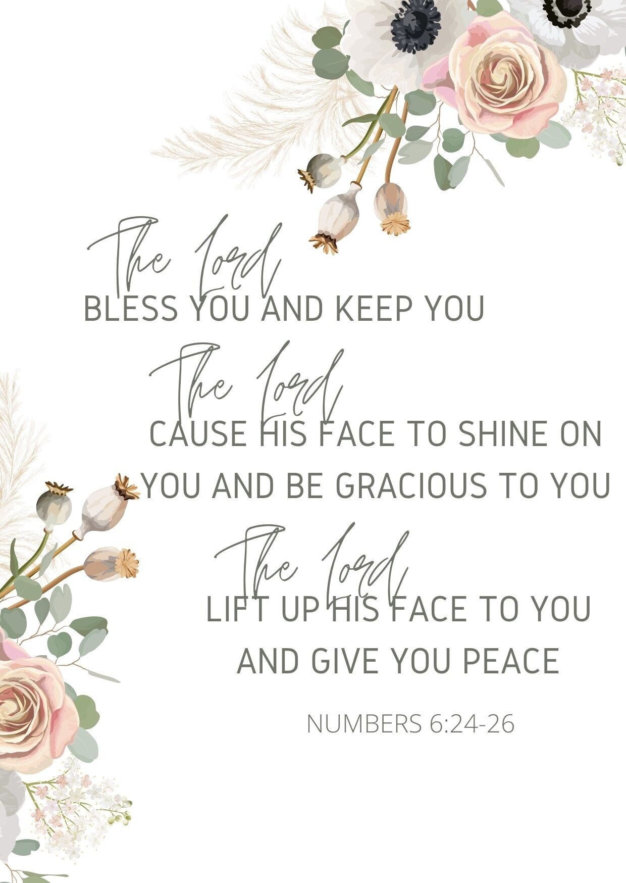 Floral Numbers 6:24-26 - Etsy