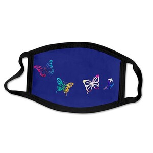 Adult FACE MASK Cute Butterfly Reusable Washable Unisex Face Cover Blue