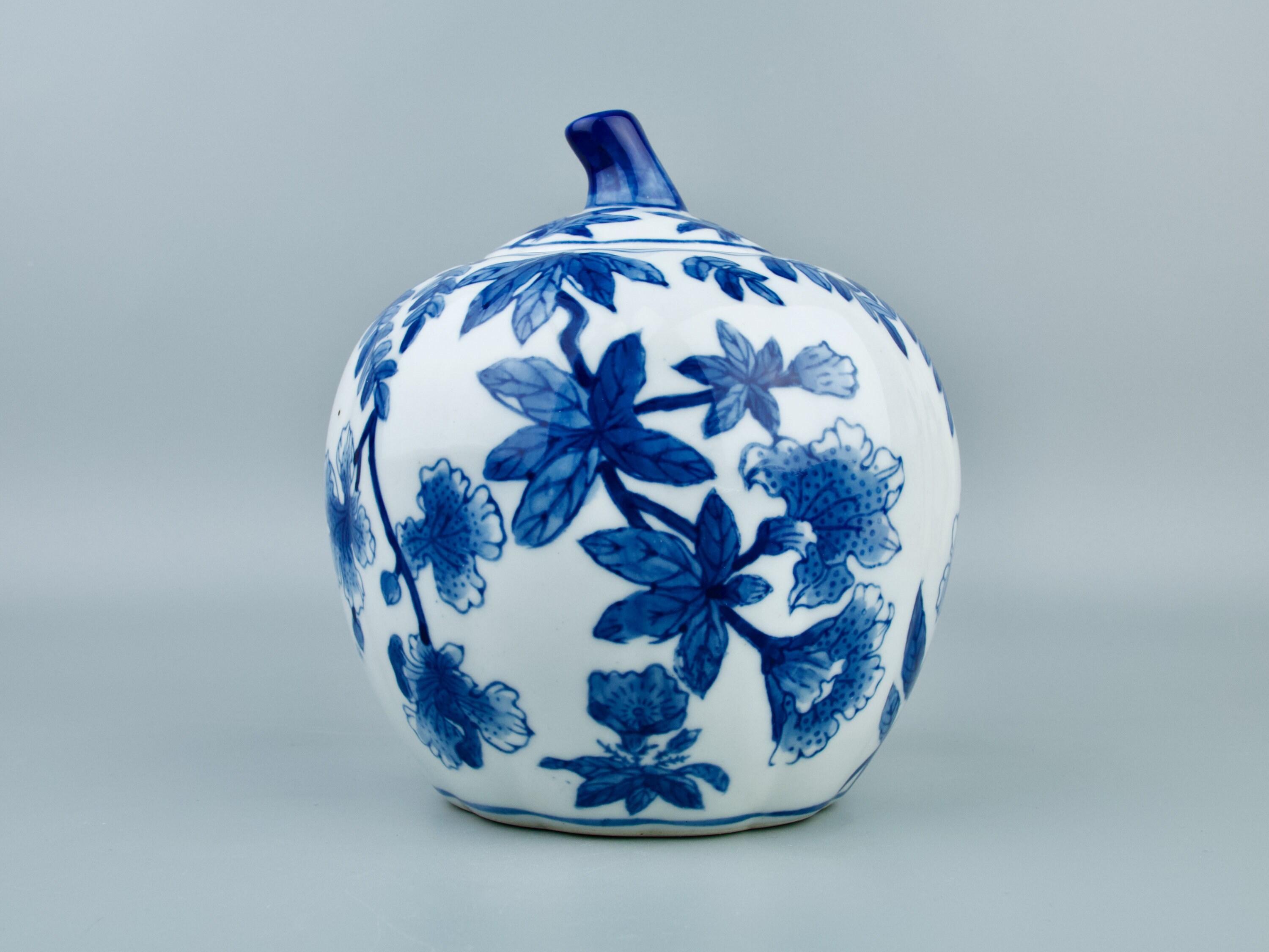 GINGER JAR Blue and White Floral Chinoiserie Pumpkin Jar Etsy