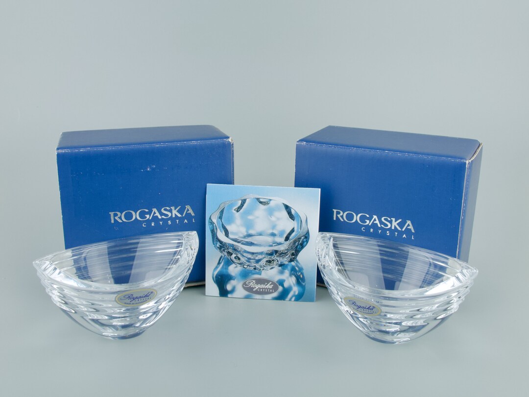 CRYSTAL CANDLE HOLDERS Pair of Small Rogaska Lead Crystal Candlestick