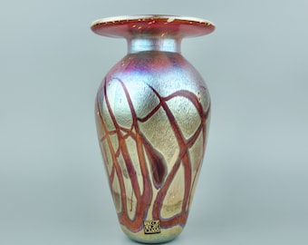 英国 花瓶Isle of Wight Glass by Lilac Isle of Wight 'lilac Flower Garden' Glass Vase, Michael