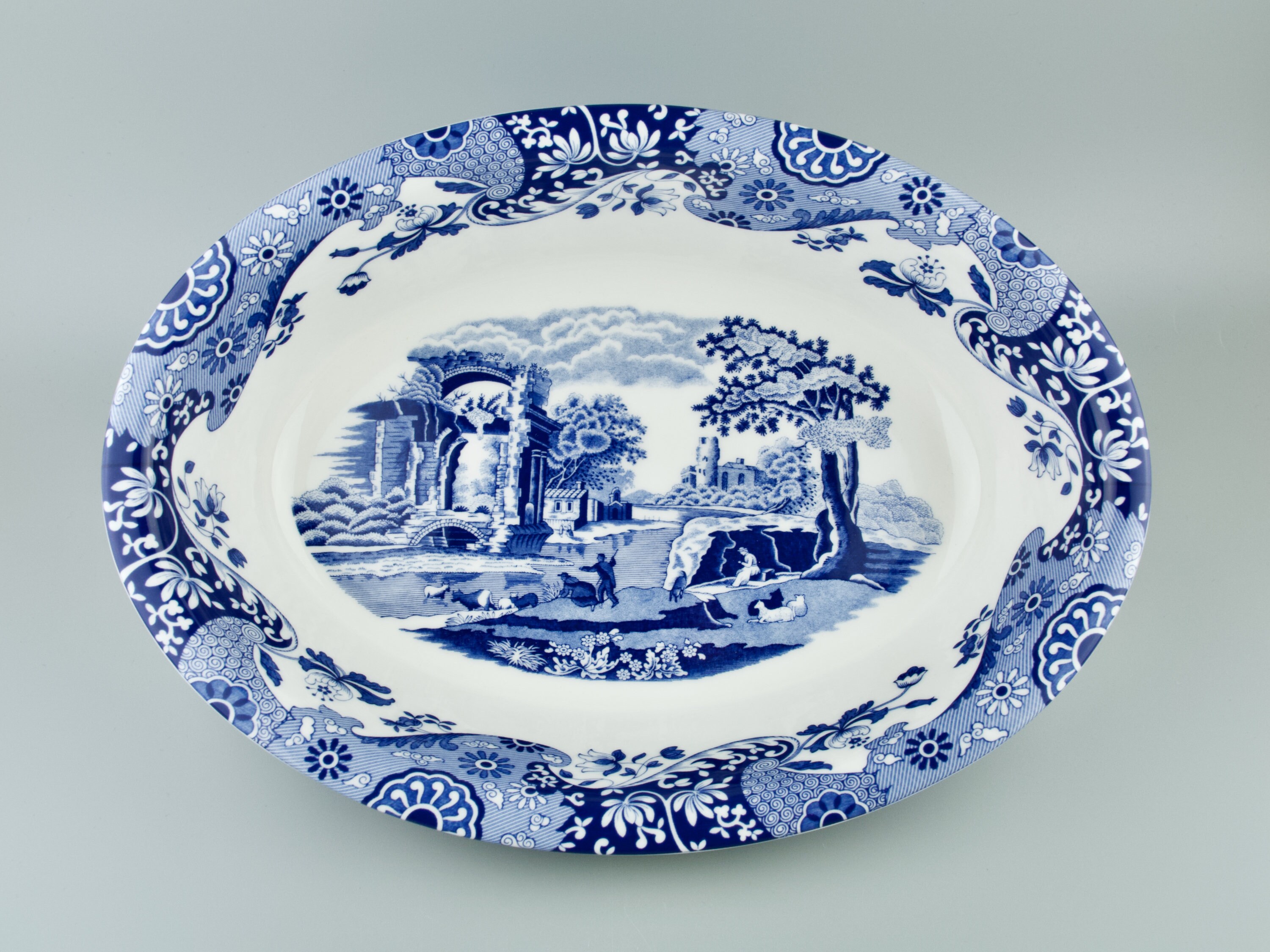 SPODE ITALIAN BLUE Bowl Large Oval Blue & White Serving Dish Etsy