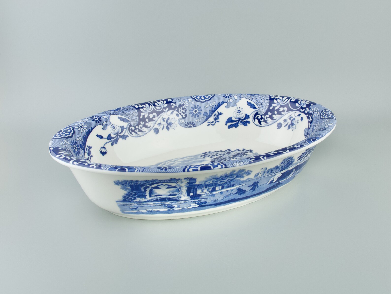 SPODE ITALIAN BLUE Bowl Large Oval Blue & White Serving Dish Etsy