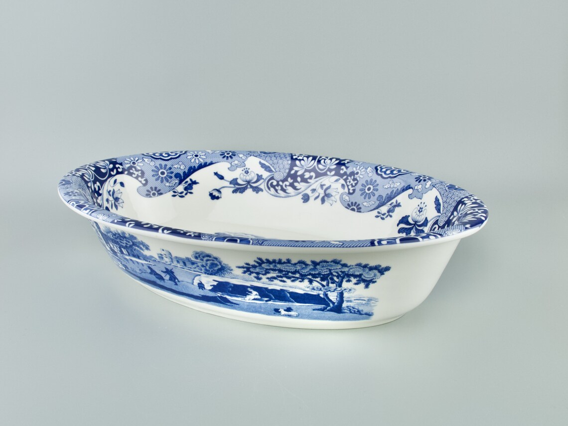 SPODE ITALIAN BLUE Bowl Large Oval Blue & White Serving Dish Etsy