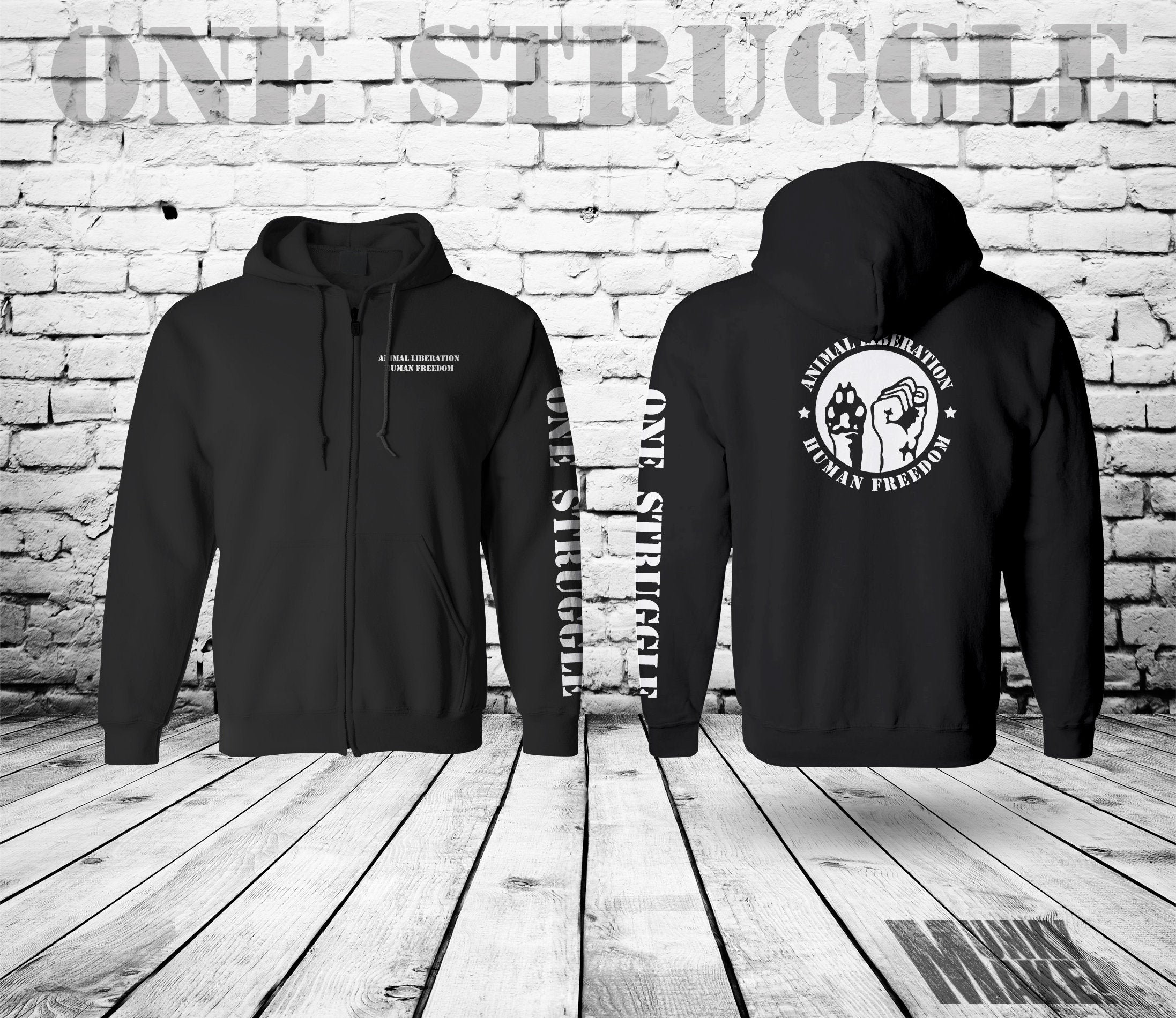 Animal Liberation Human Freedom Zip Hoodie Jumper Alf Protest Etsy