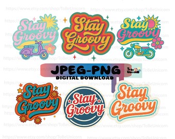 Retro Stay Groovy PNG Bundle | Stay Groovy png | Groovy Birthday Party png | Stay Groovy design | Hippie Retro | Groovy Party png