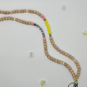 Pencil Wooden Lanyard, Beaded Lanyard, Teacher Lanyard, Personalized Lanyard, Smiley face Lanyard, Custom Lanyard, Badge Holder