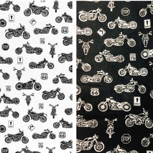 Harley Davidson fabric by the yard, motorcycles kids cotton fabric, fabric for him