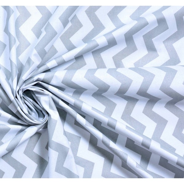 Grey chevron fabric by the Yard, zig zag fabric Light gray, 100% Cotton Quilting zigzag Fabric Apparel