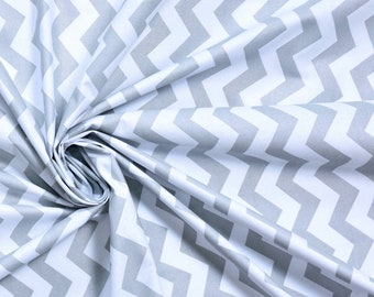 Grey chevron fabric by the Yard, zig zag fabric Light gray, 100% Cotton Quilting zigzag Fabric Apparel