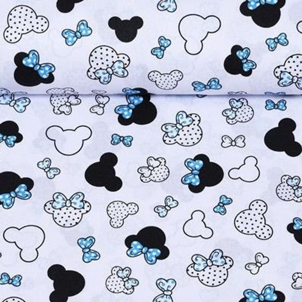 Minnie Mouse fabric by the yard, Mickey Mouse disney printed cotton