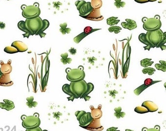 Frogs Fabric 100% coton par cour, imprimé grenouilles pour l’artisanat et le quilting des enfants, taie d’oreiller en coton