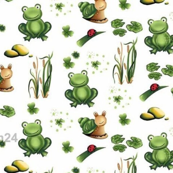 Frogs Fabric 100% cotton by the yard, frogs print for kids crafts and quilting, pillowcase cotton