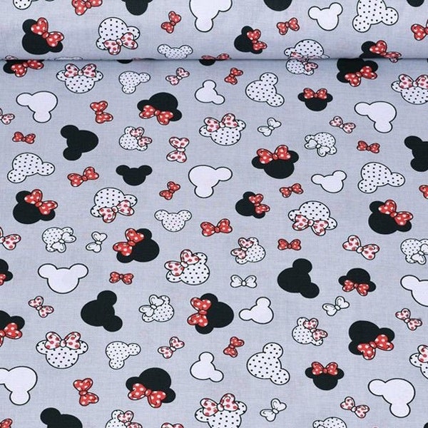 100% Cotton Mickey Mouse Disney Grey Red Black kids cotton Craft Fabric by the yard