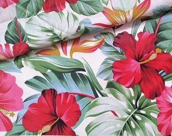Green Yellow Orange Hawaii Flower Brown Teal Blue Bright Hibiscus Blossom Citrus Michael Miller BT8511-CITR-D Tropical Batik Fabric