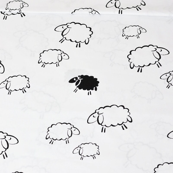 White Sheeps cotton, sheep on white fabric By the Yard, cotton sheep print, baby home decor, nursery quilt, kid quilt