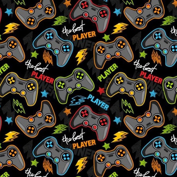 Gamer Cotton Fabric, Gaming Controllers Fabric, Boys Fabric, Gamepad print