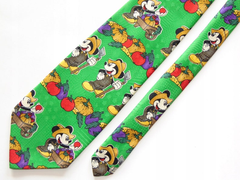 Mickey Mouse tie Disney print necktie cartoon vintage clothing