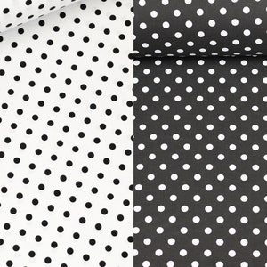 Tissu noir et blanc à pois 1 cm, tissu en coton à pois
