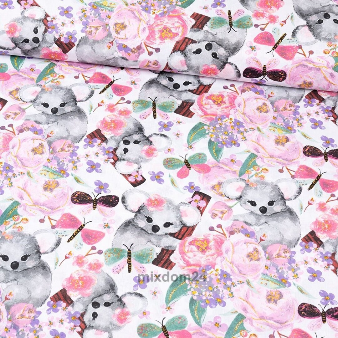 Baby Koala Fabric, Koala Bear Fabrics by the Yard, Quilting Print