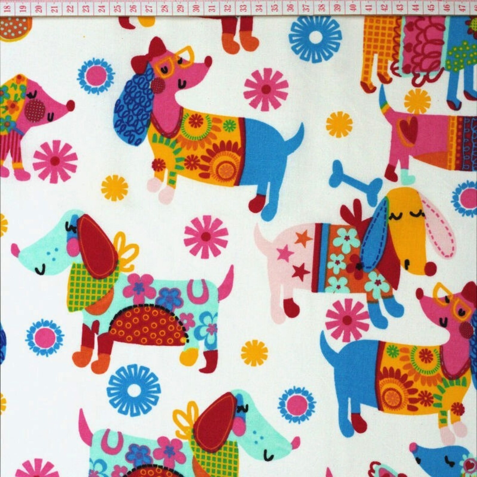 Wiener dog Fabric by the yard Dachshund print on cotton Etsy