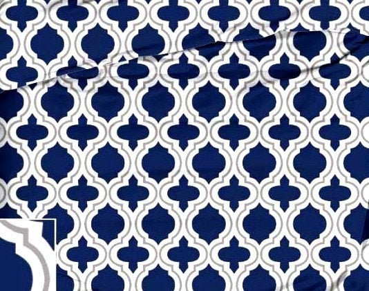 Navy quatrefoil fabric deals