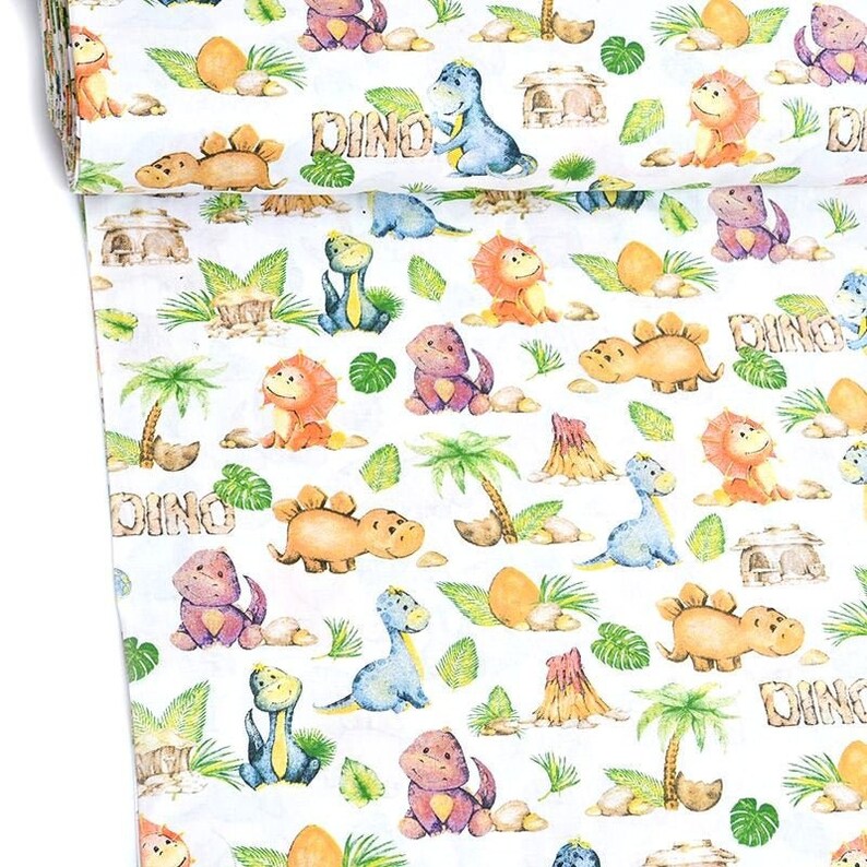 Baby Dinosaurs Fabric by the yard dinosaur print on cotton Etsy