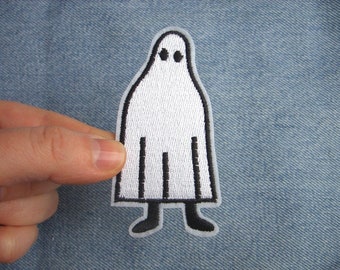 Ghost patch iron on, scary embroidery patches for jackets, backpack emo gothic vaporwave patch