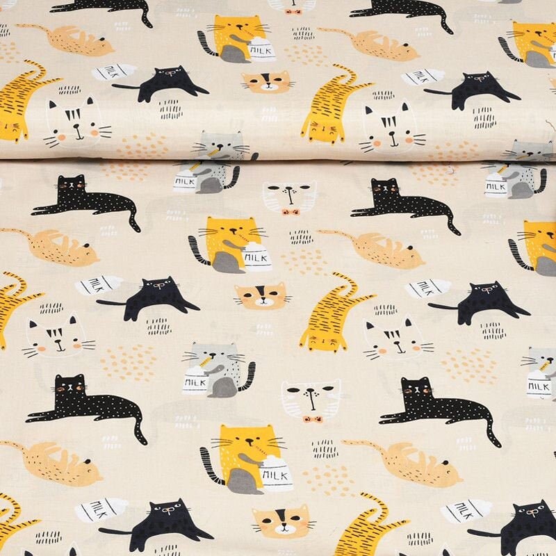 Cats cotton cats fabric by the Yard fabric for mask animal Etsy