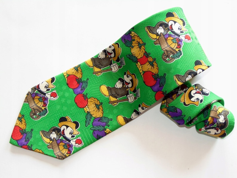Mickey Mouse tie Disney print necktie cartoon vintage clothing