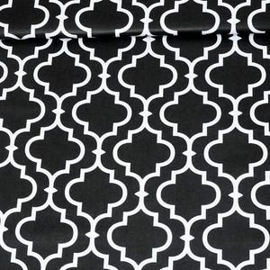 Tessuto con motivo marocchino bianco e nero, stampa geometrica, tessuto trapuntato per tessuti per la casa