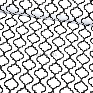 Tessuto marocchino bianco, tessuto Boho per quilting biancheria da letto, tessuto con stampa piastrelle, tessuto di cotone tagliato su misura, tessuto popeline largo