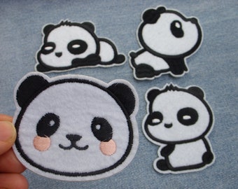 Panda patches, Kawaii Animal patches for jackets, Panda Applique for jeans, Panda Bear embroidery patches for hats backpack