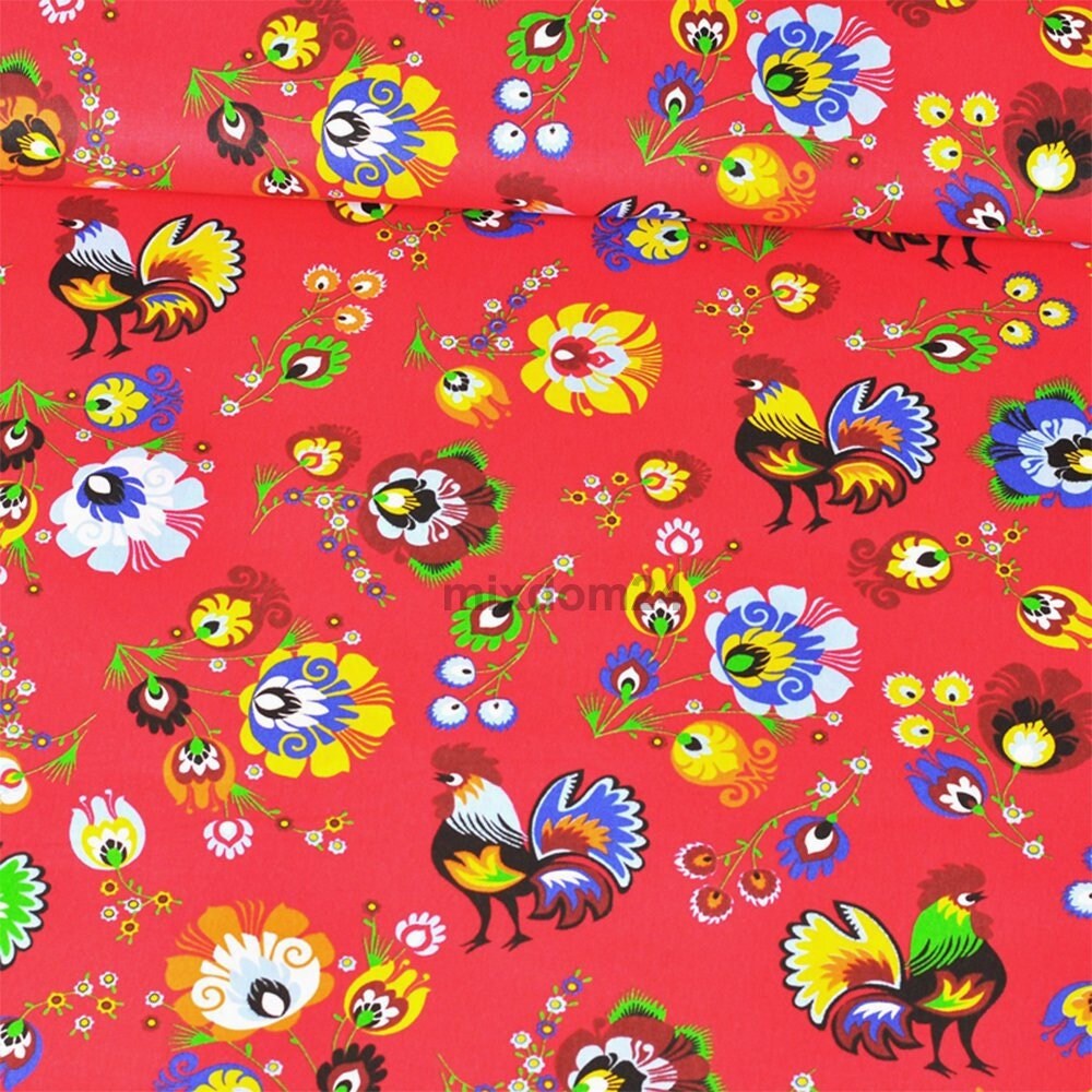 Floral Ethnic Fabric by the Yard Cotton Folk Art Big Etsy
