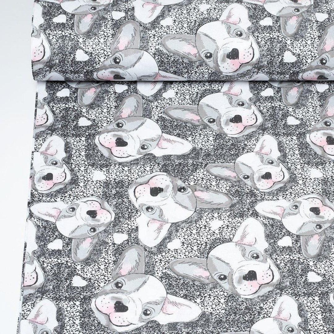 Hundemotiv Jersey Stoff Bulldogge French Bulldog Jersey Stoff